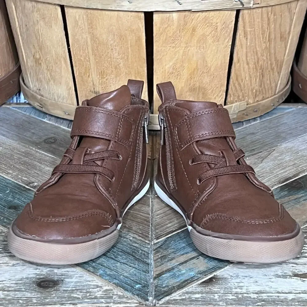 Wonder Nation High-Top Leather Hook-and-Loop Ankle Sneaker Boots Toddler Size 11